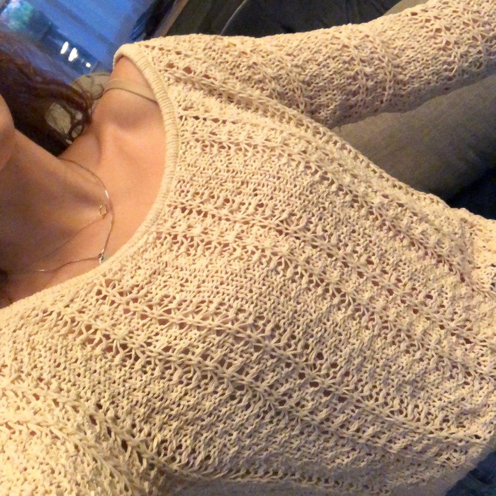 Open knit AE off the shoulder sweater